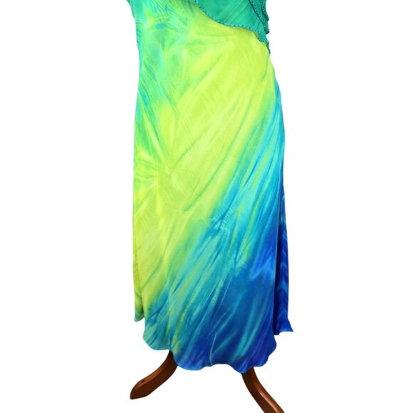 La Rue 39 Vintage 90's Floral Slip Dress Size 12 Floral Midi Length Ruffle Tie D - Picture 3 of 10